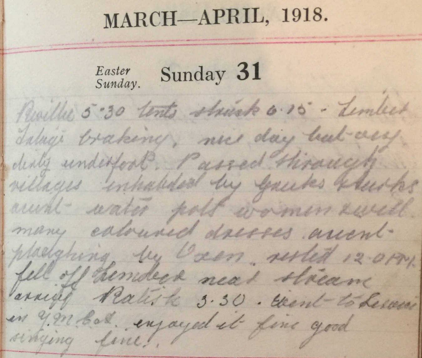 Easter Sunday March 31st 1918 A Year of War